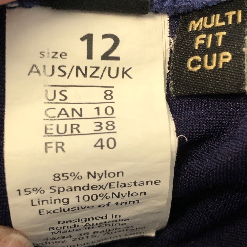 NIPTUCK SWIM Navy Blue & White Multi Fit Cup Halter Tie One-Piece Swimsuit US 8 - Picture 7 of 7